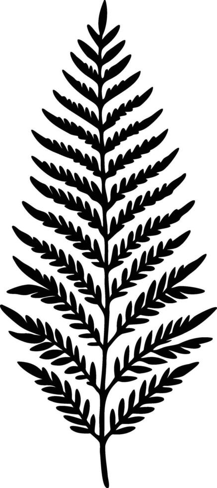 Black fern silhouette botanical illustration intricate details and minimal nature inspired artistic design vector