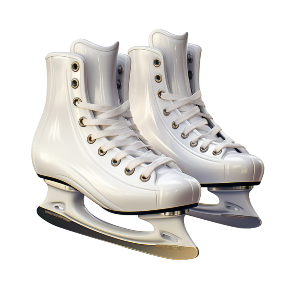 White ice skates with sharp blades for winter sports figure skating and cold weather themes png