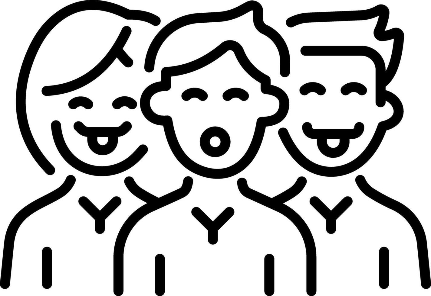 A group of friend making silly faces, line style icon vector