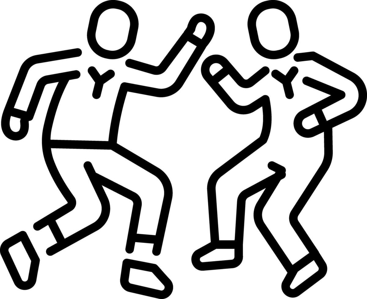 Linear style icon of friends dancing together vector