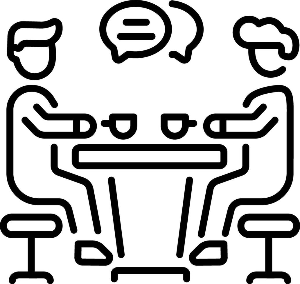 Friends doing tea gossip, linear style icon vector