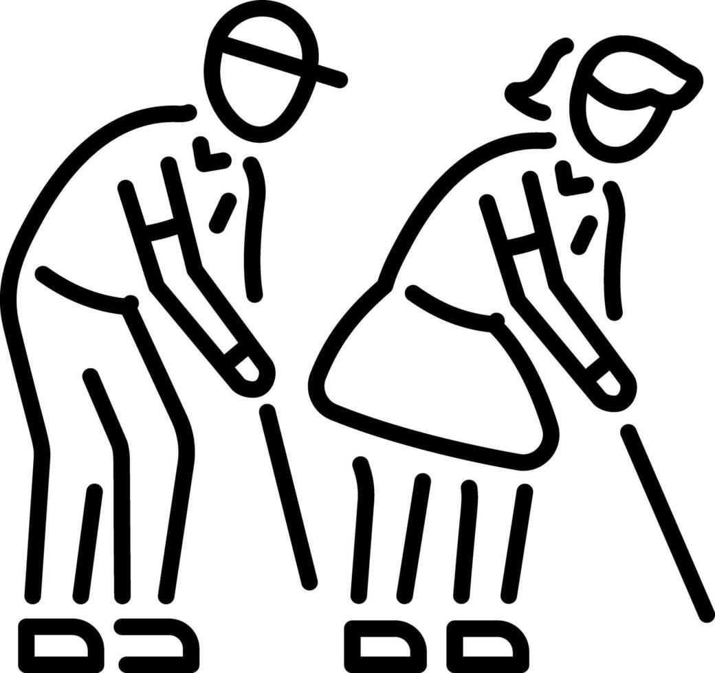 A liner style icon of two elderly friends vector