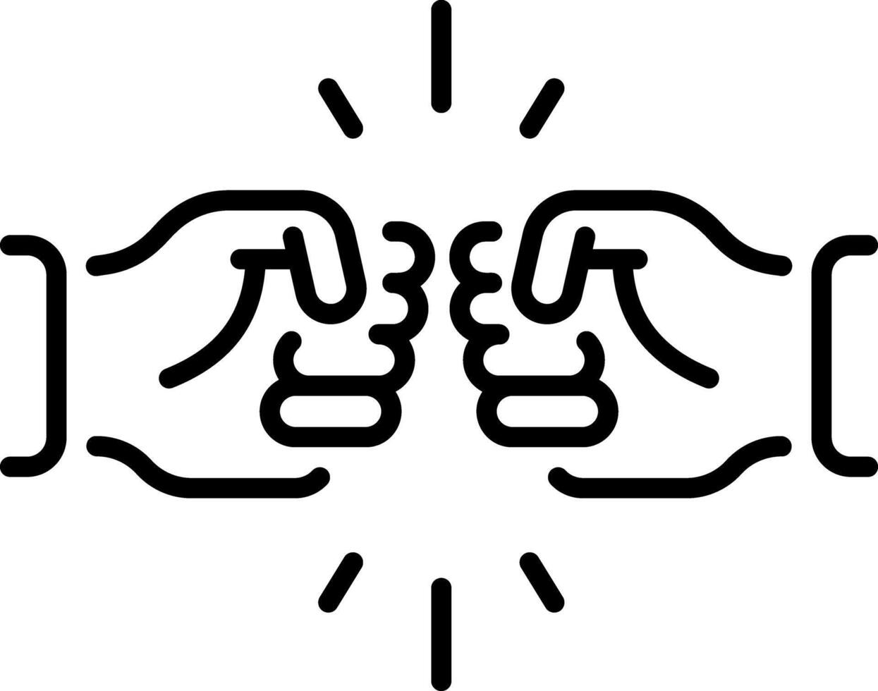 A linear style icon of friendship fist bump vector
