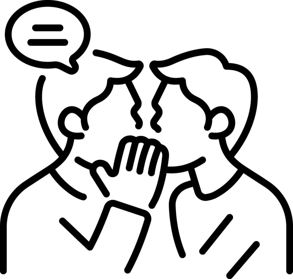 Two friends sharing secrets with each other, linear style icon vector