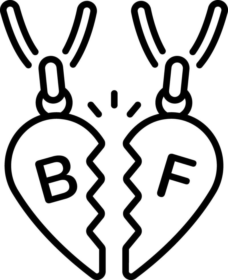 A linear style icon of heart bff locket vector