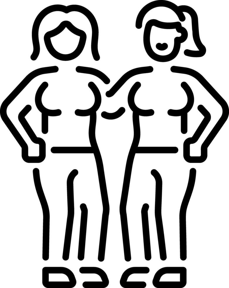 A line style icon of two female friends vector