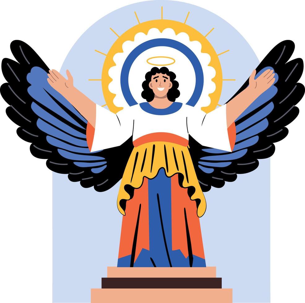 A flat style illustration of an angel character vector