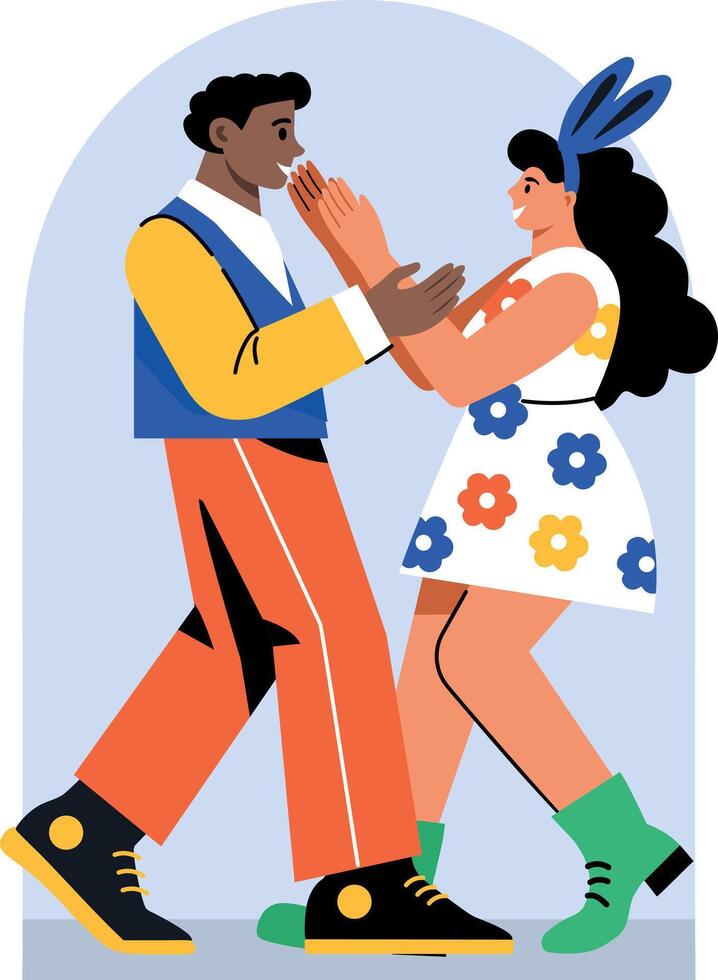 Flat illustration of a couple dancing on easter celebration vector