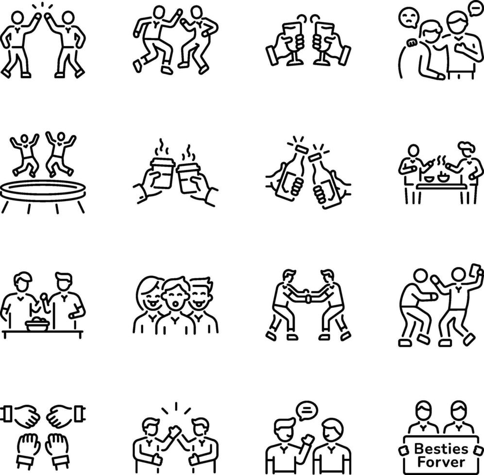 Collection of Linear Style Friendship Icons vector
