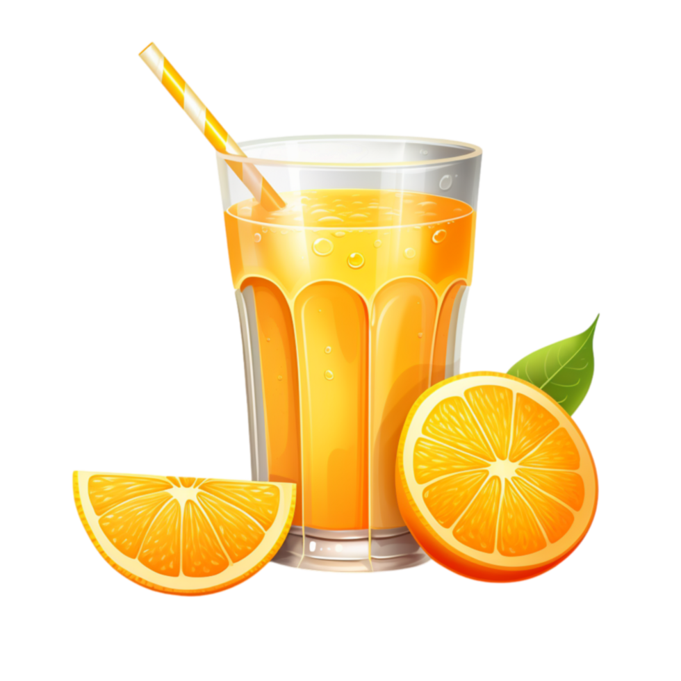 Glass of fresh orange juice with sliced oranges for beverage breakfast and healthy drink concepts png