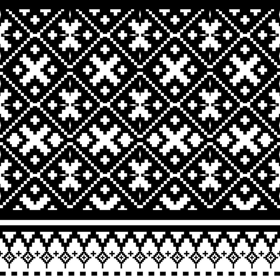 Black and White color Geometric ethnic pattern. vector