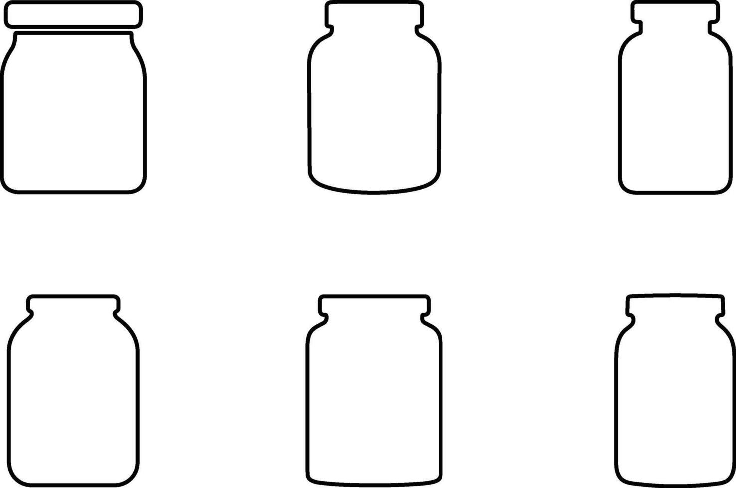 Set of Jar Line Art Silhouettes - Minimalist Illustration on White Background EPS 10 vector