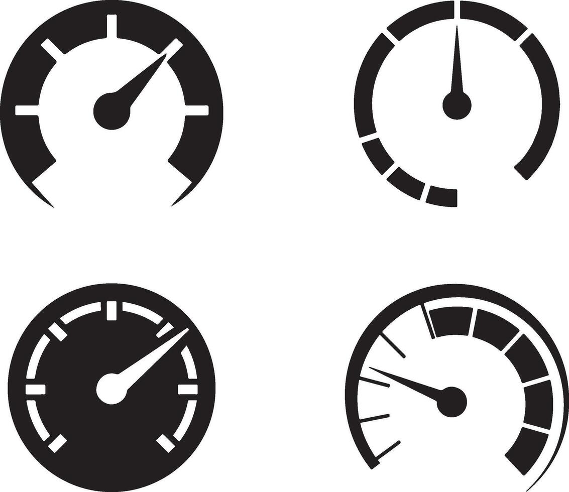Speedometer Silhouette Illustration, Car Dashboard Gauge in Black and White Isolated On White Background vector