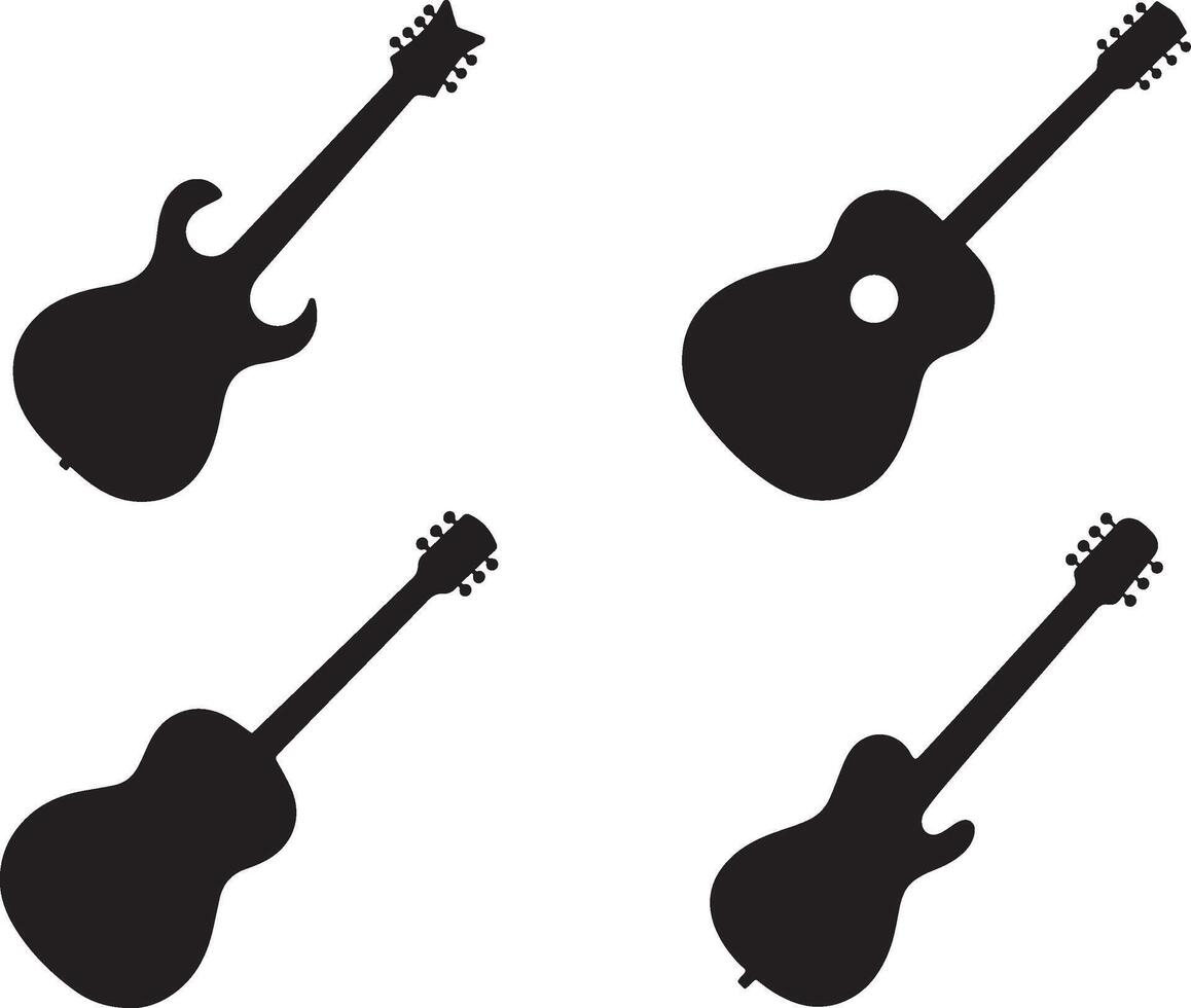 Minimalist Guitar Silhouette, Music Logo Design in Format On White Background vector