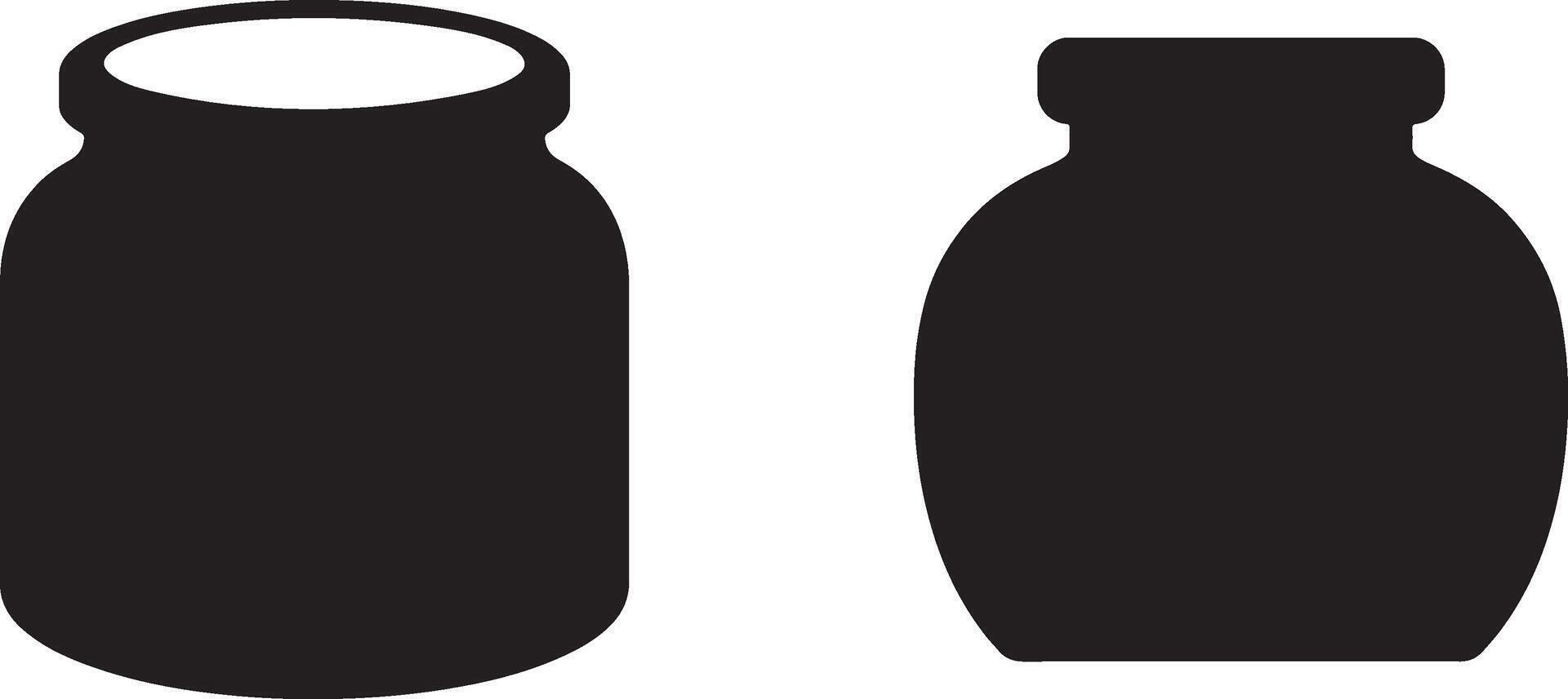 Jar Silhouette Set - Simple and Clean Design on White Background vector