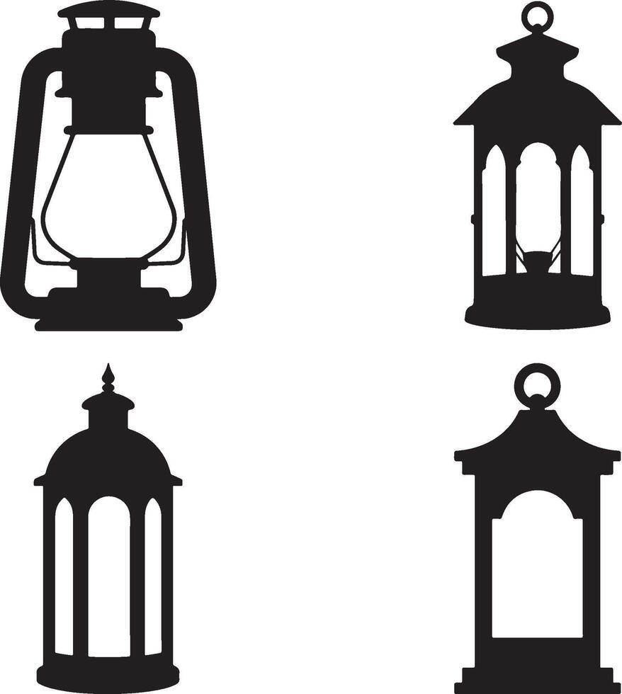 lantern silhouette isolated on white background vector