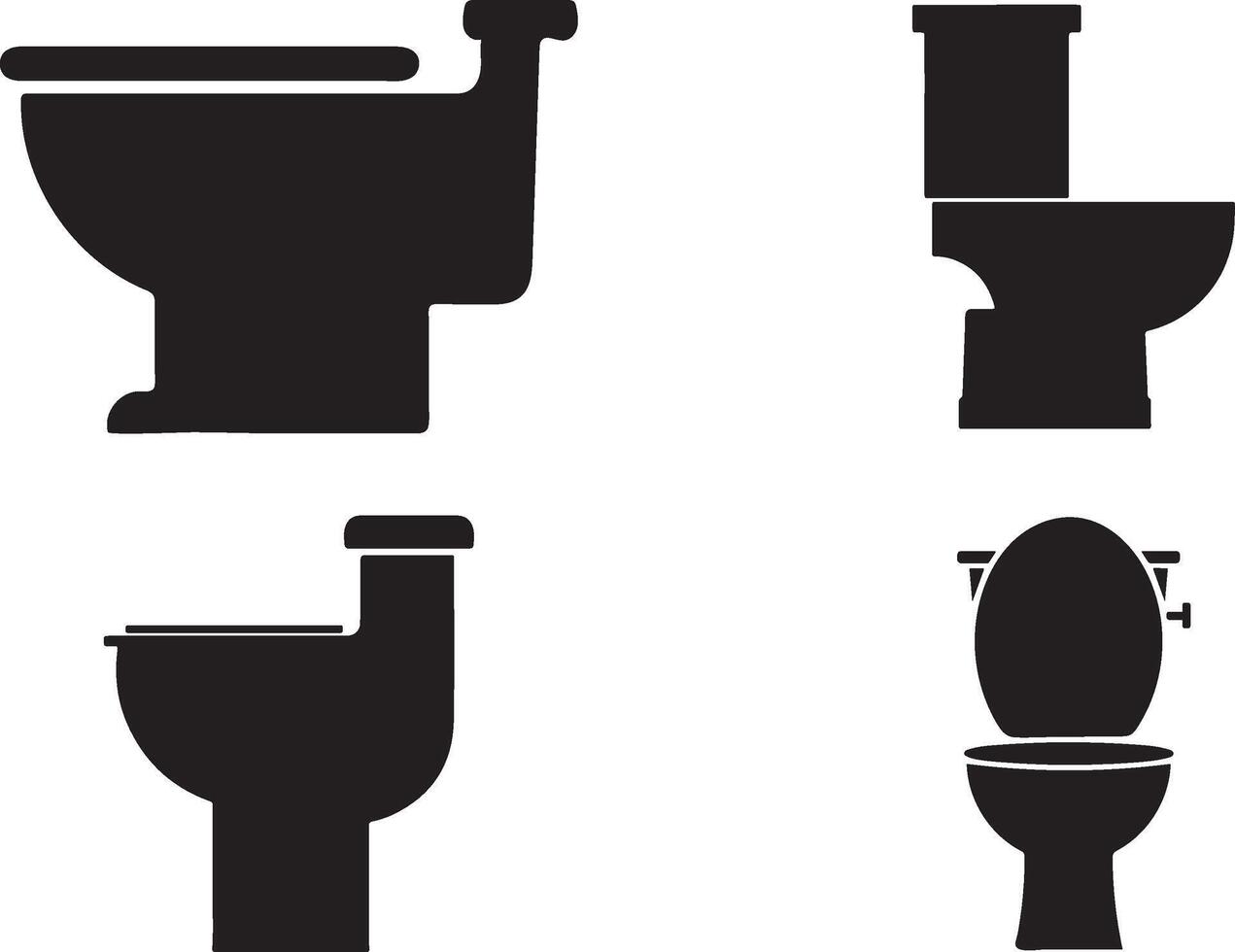 Collection of Toilet Silhouette Illustrations, Isolated on White Background vector