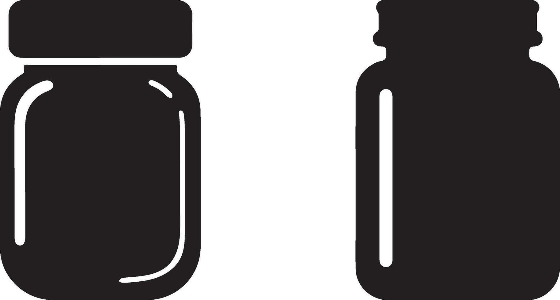 Set of Jar Silhouette, Black and White Minimalist Design Isolated On White Background vector