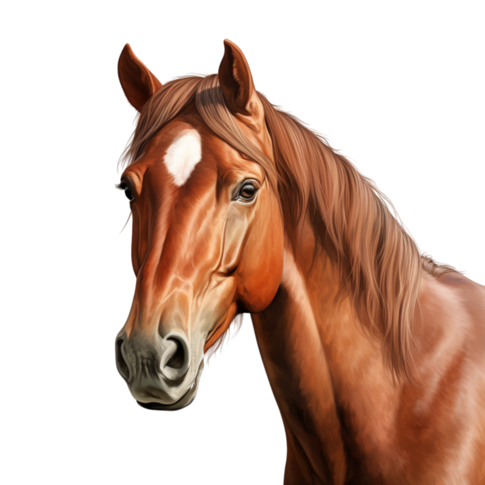Majestic brown horse with flowing mane for equestrian farm and countryside themes png