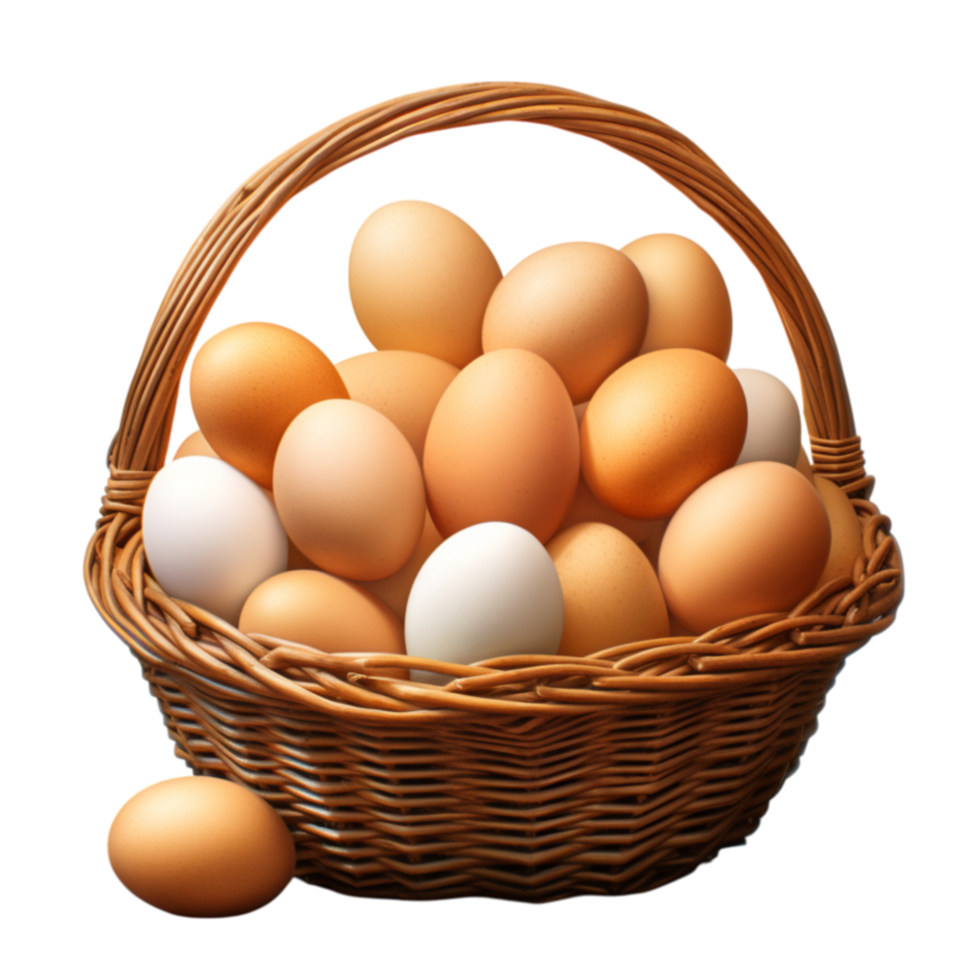 Basket filled with fresh eggs ideal for breakfast cooking and farm lifestyle themes png