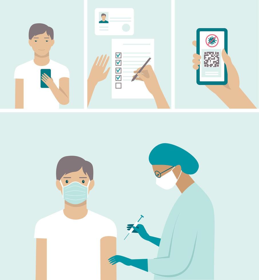 Illustration of a doctor giving a patient a vaccine vector
