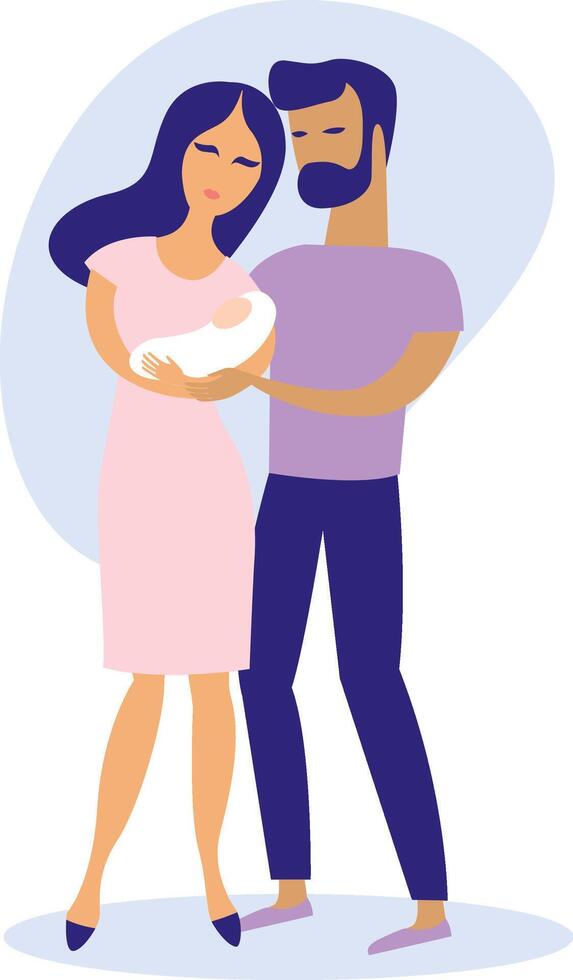 A man and woman holding a baby vector