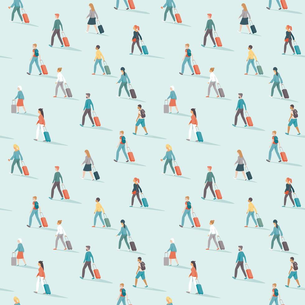 People walking in a seamless pattern vector