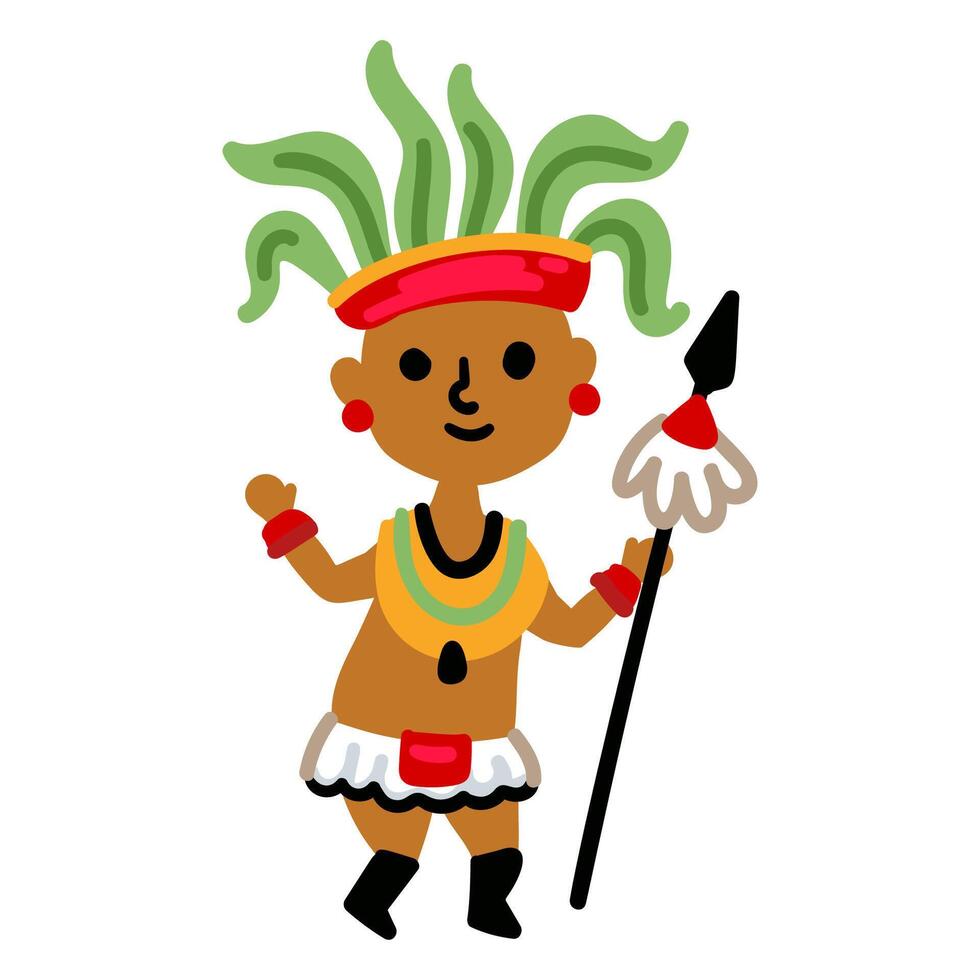 Cartoon maya man. Bright color illustration isolated on a white background vector