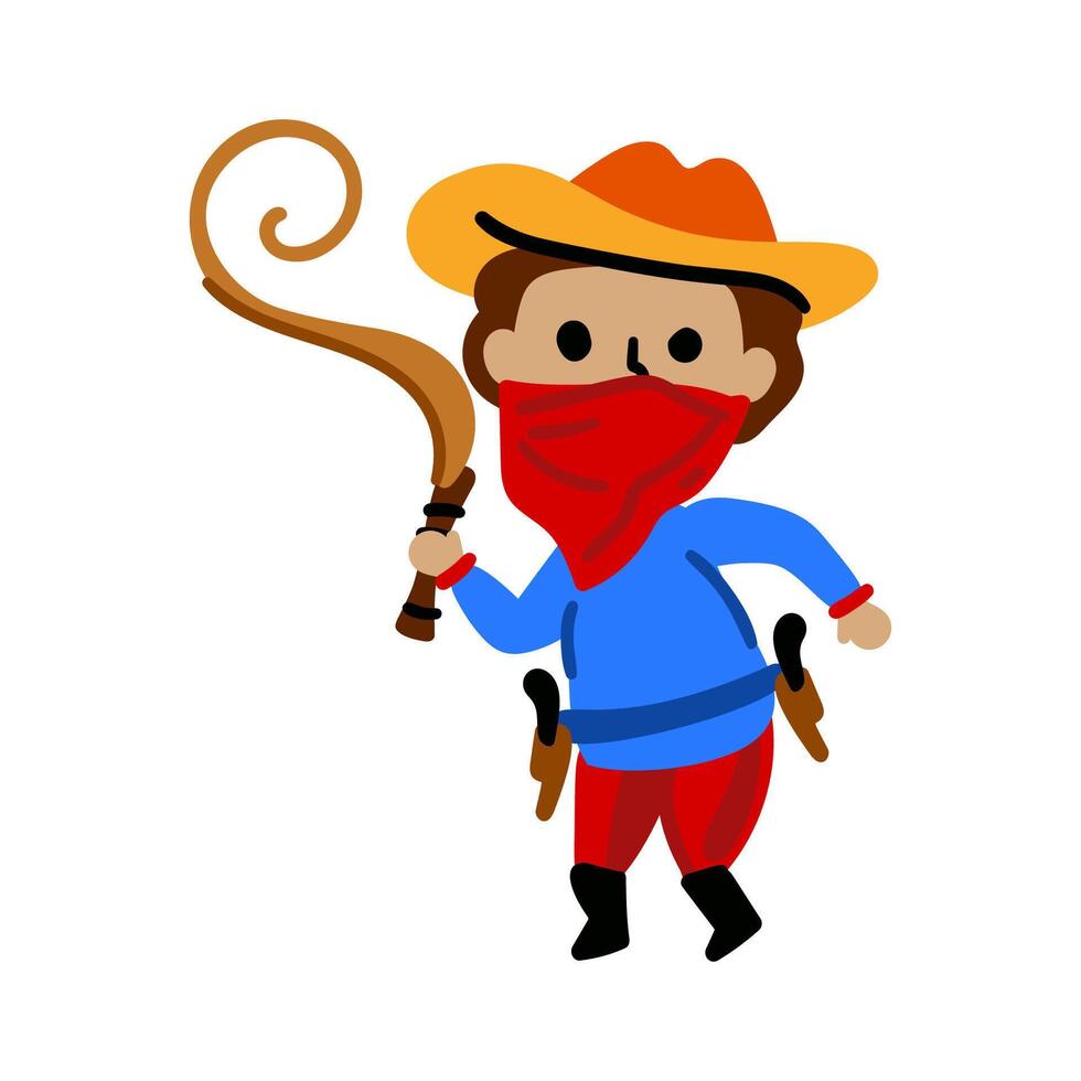 Funny cowboy character in cartoon style isolated on white vector
