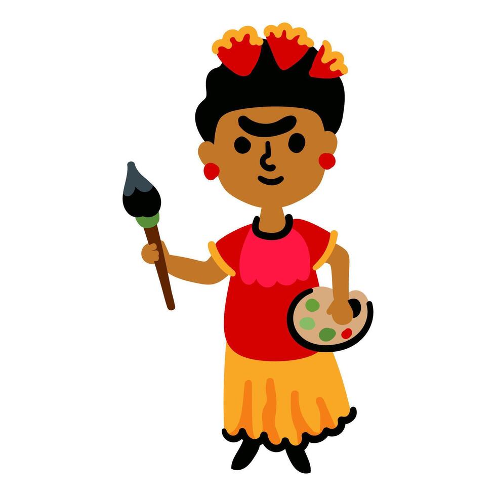 Cartoon girl dancing, Cinco de mayo celebration. vector