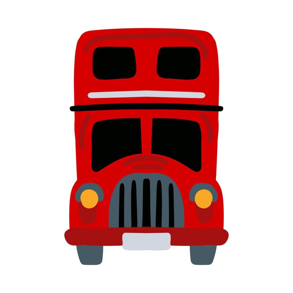 English red double-decker bus side view cartoon style on a white background vector