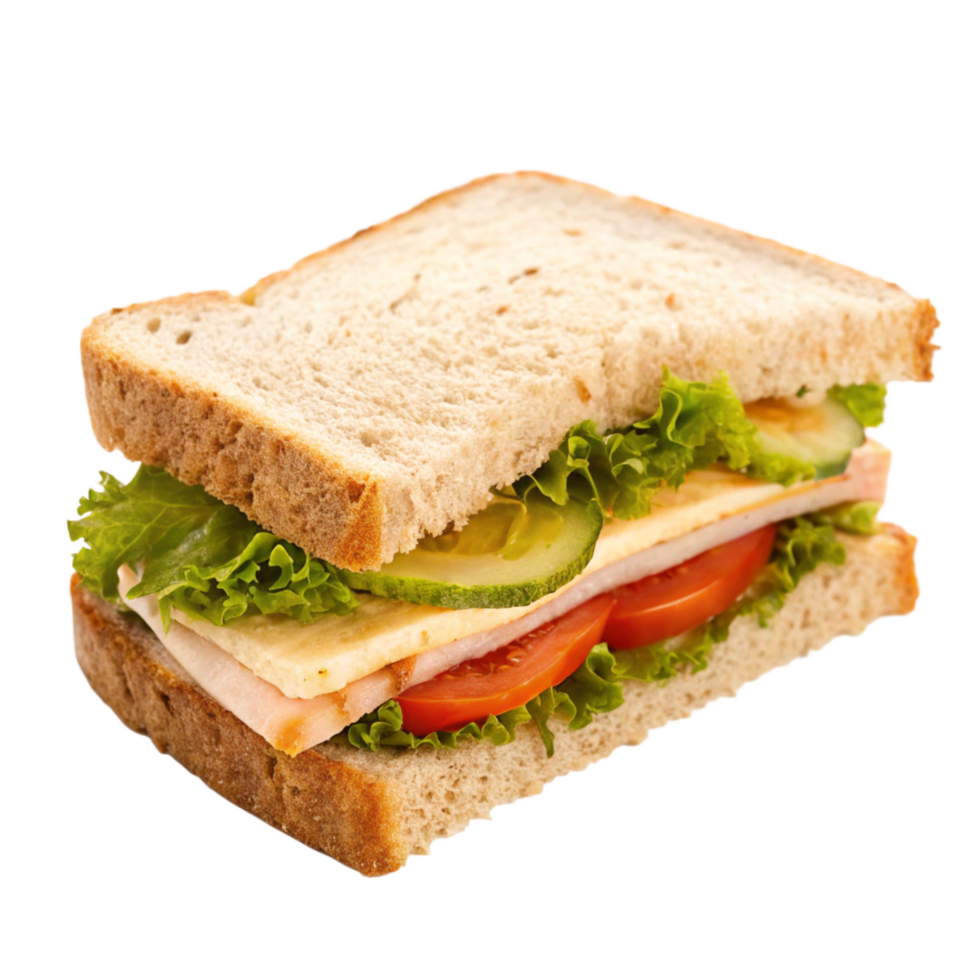 Delicious and Fresh Turkey and Cheese Sandwich on Whole Wheat Bread png