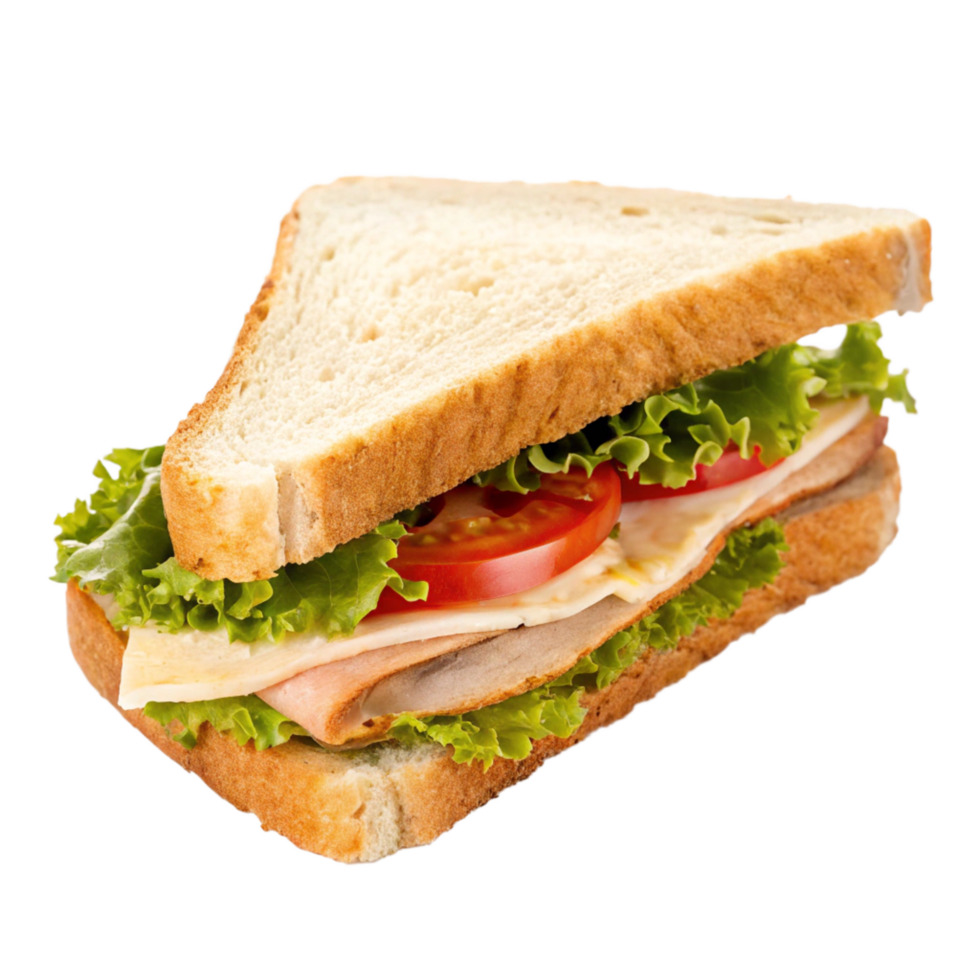 Delicious Turkey and Cheese Sandwich with Fresh Lettuce and Tomato png
