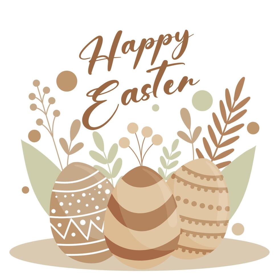 Minimalist Easter Greeting with Decorative Eggs vector
