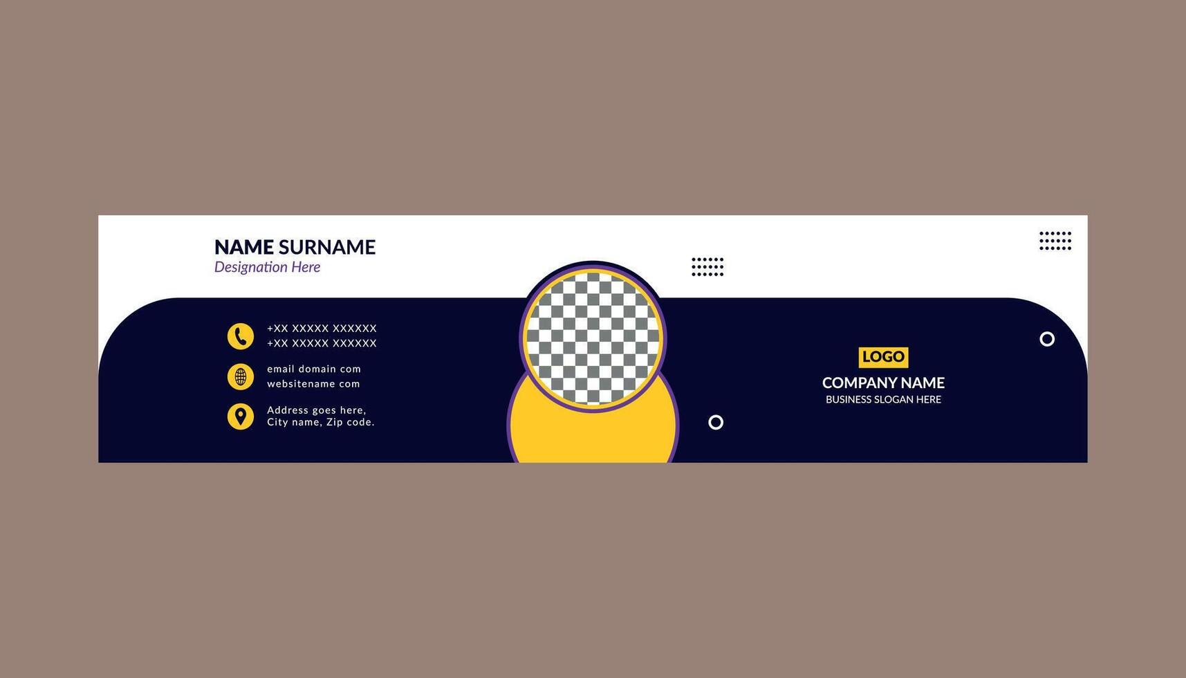 Modern Email Signature Design. Classic Layout Display for Promotional Campaign. vector