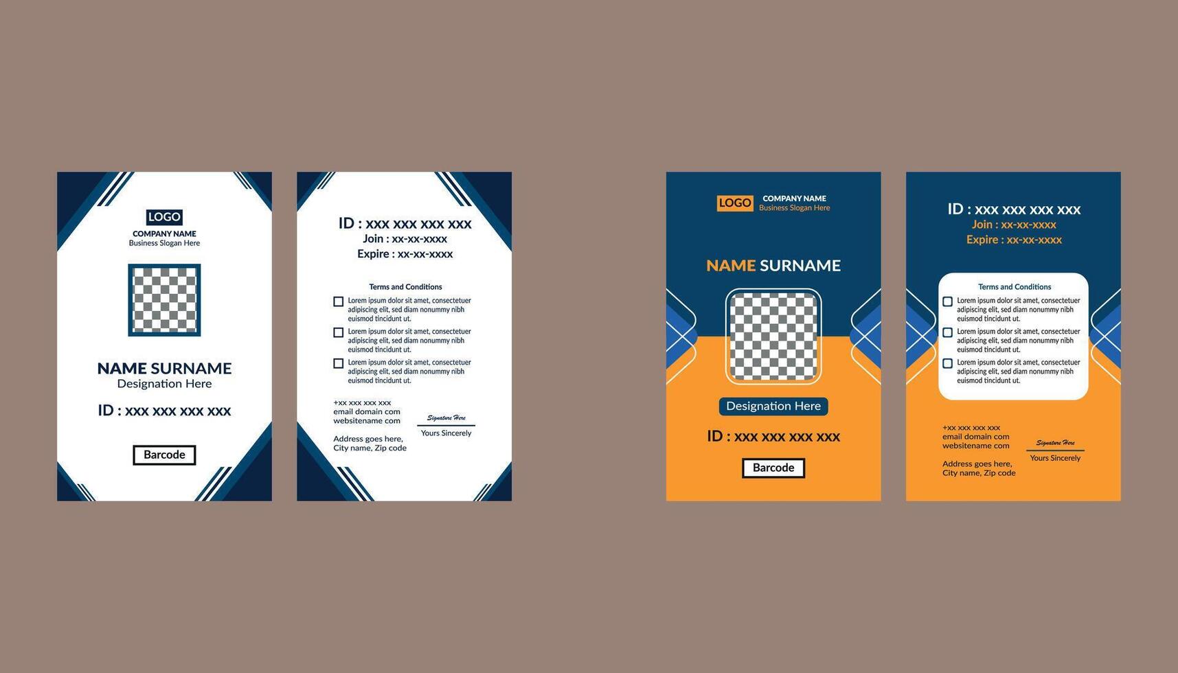 Modern ID Badge Design in Bundle. Innovative Template Display for Promotional Campaign. vector