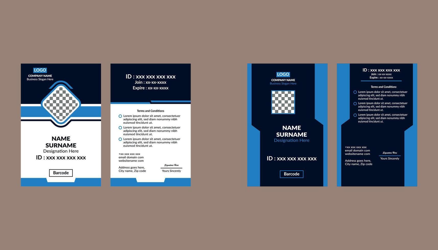 Modern ID Badge Design in Bundle. Abstract Template Display for Promotional Campaign. vector