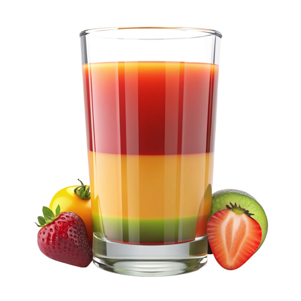 Refreshing Layered Fruit Juice with Strawberries Kiwi and Tomato png