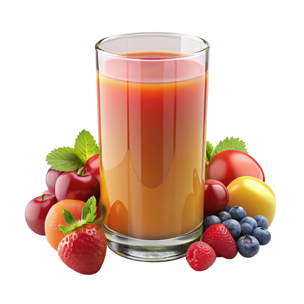 Refreshing Glass of Mixed Fruit Juice with Assorted Berries and Summer Fruits png
