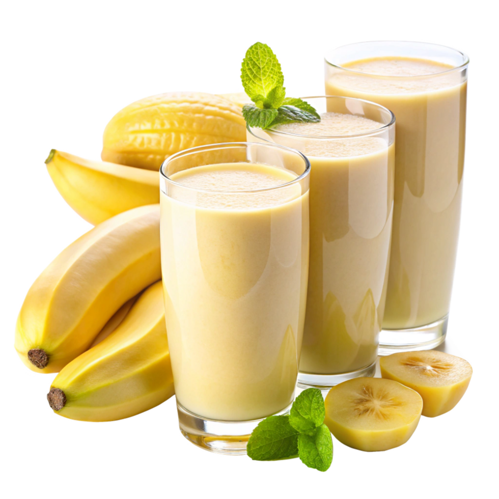 Refreshing Banana Kiwi Smoothie Recipe with Mint Garnish in Glasses png