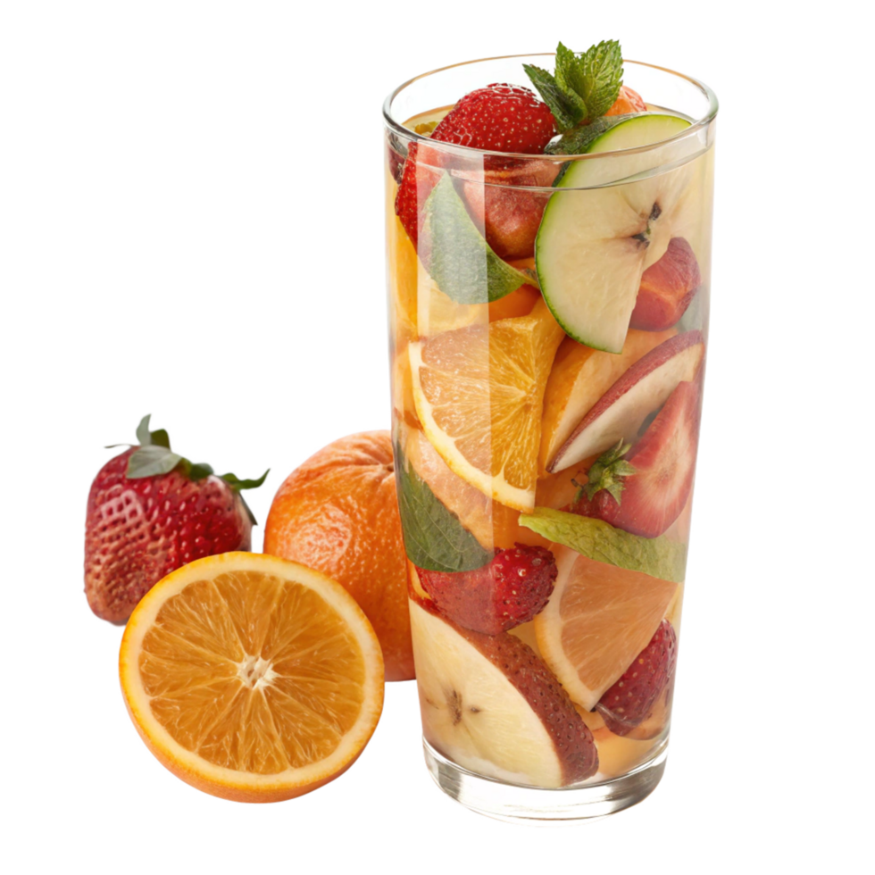 Refreshing FruitInfused Water with Strawberries Oranges Apples and Mint png