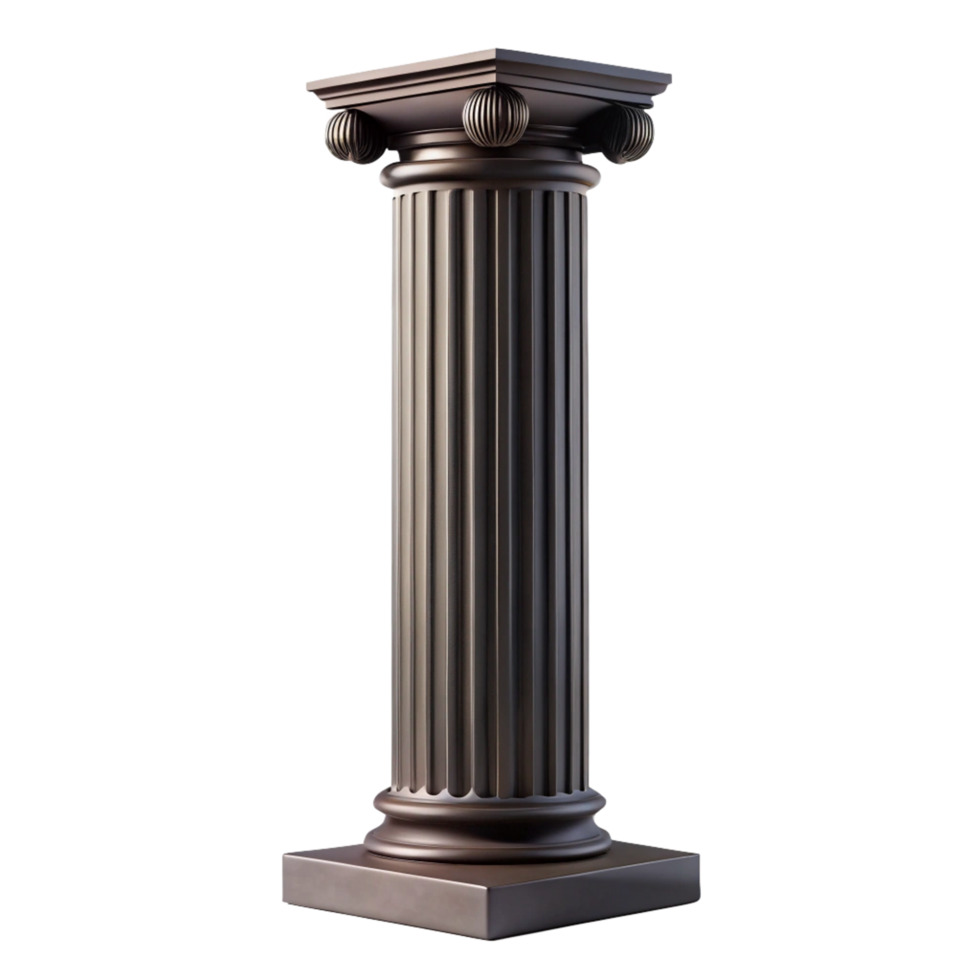 Dark Bronze Classical Column with Square Base and Detailed Capital png