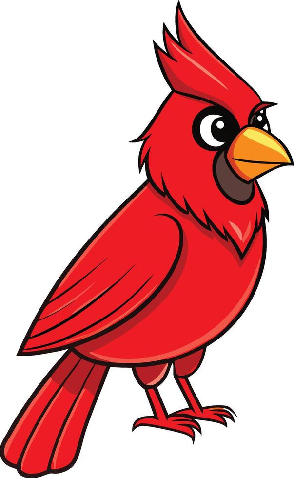 Cartoon red cardinal bird vector