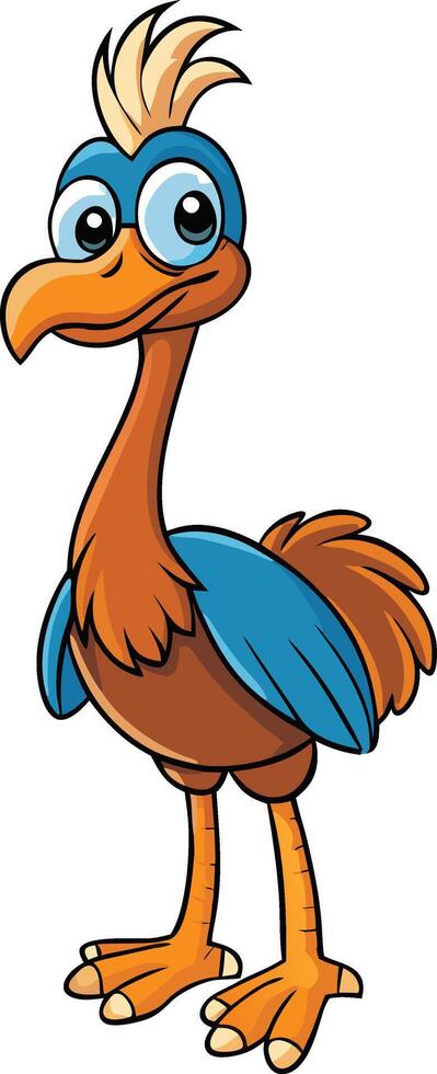 Cartoon bird with blue eyes and blue beak vector