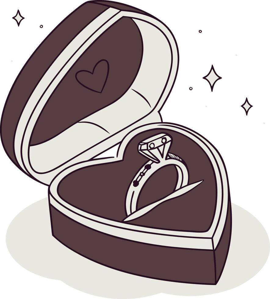 An engagement ring in a heart shaped box vector