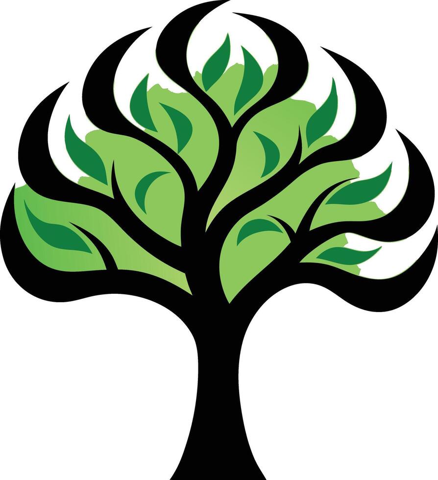 A tree with green leaves and leaves vector