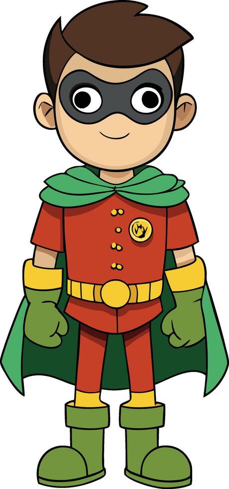 Cartoon batman with green cape and red mask vector