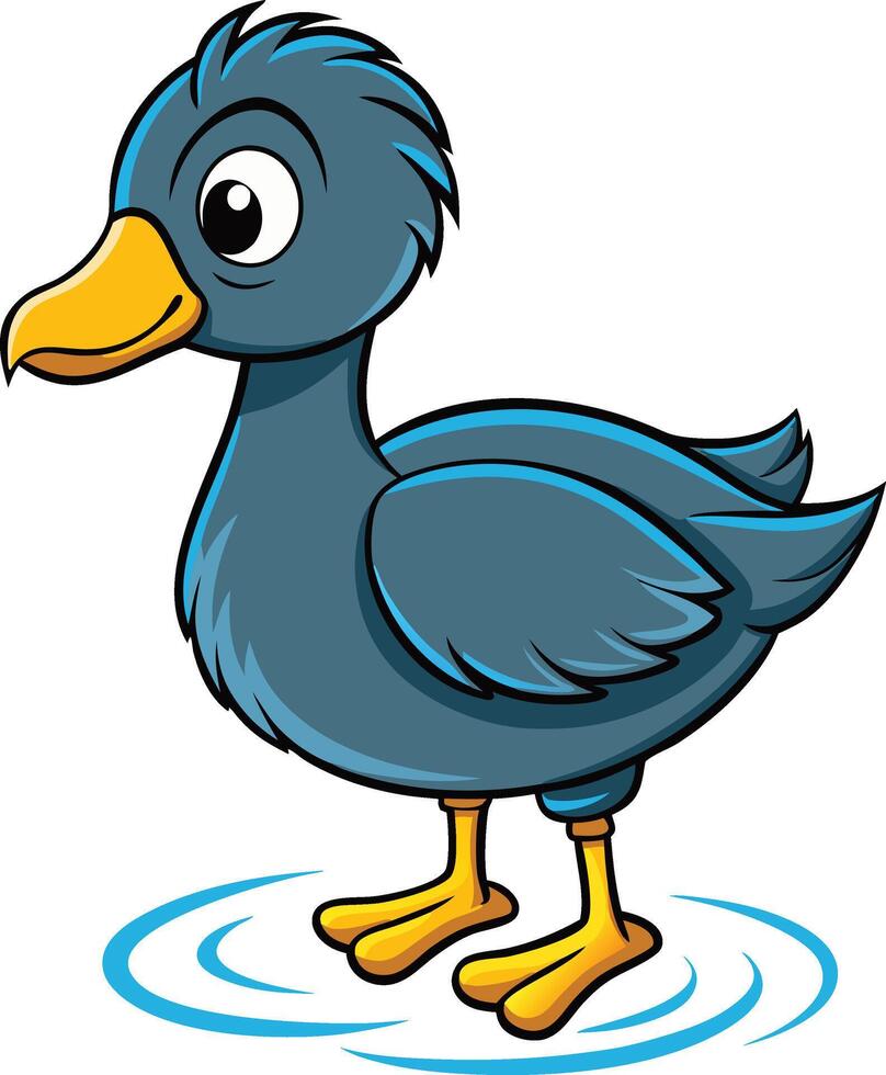 Cartoon duck standing on water vector