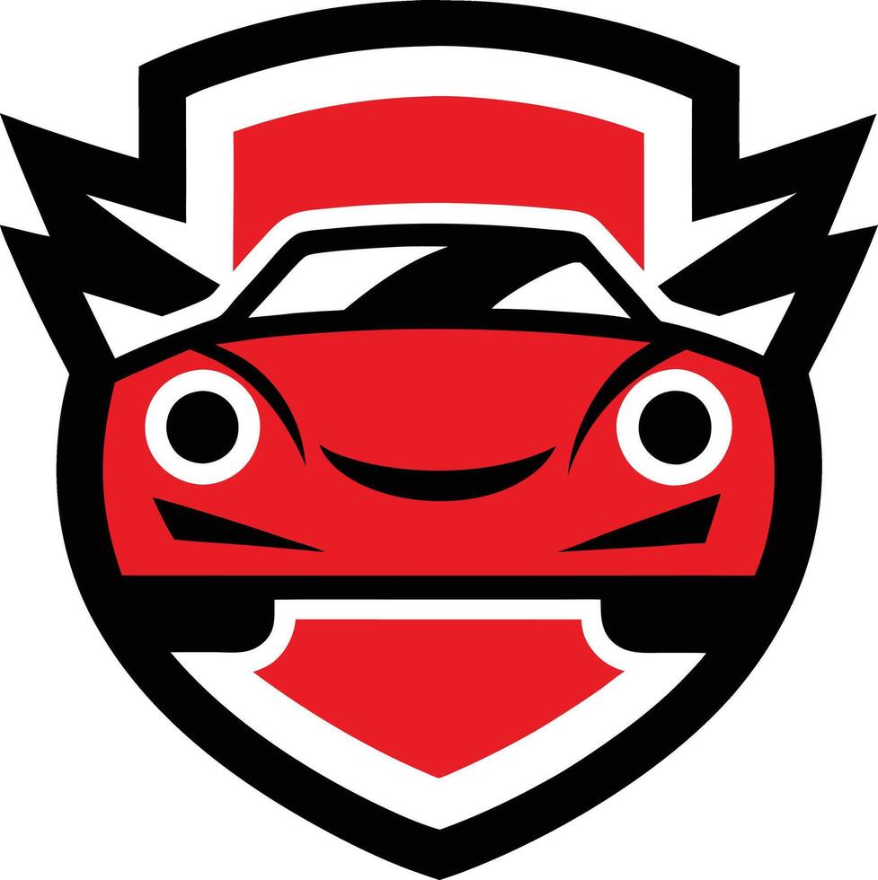 A red car with a shield on it vector