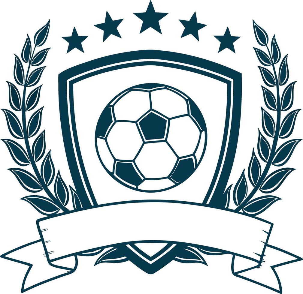 Soccer ball in a shield with laurel wreath vector